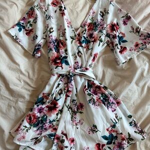 Francesca’s Floral Wrap Romper